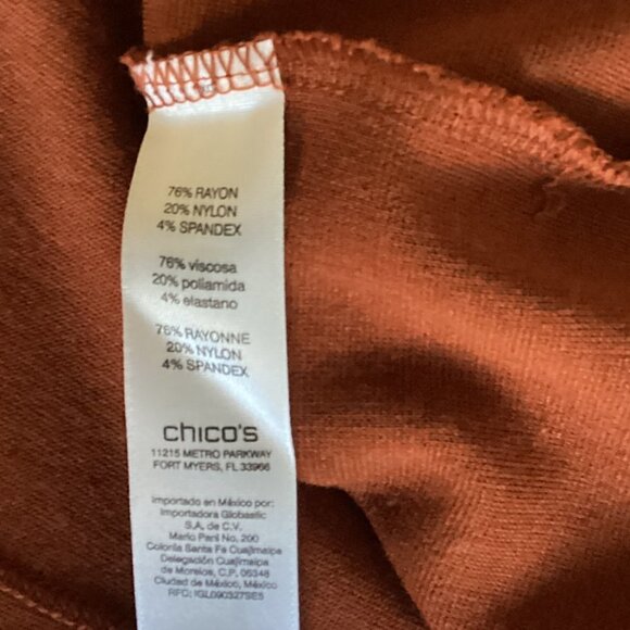 Chico's Long Sleeve Knit Top Gold Accents Sz 3 (XL/16) Rust #99S - Picture 6 of 7
